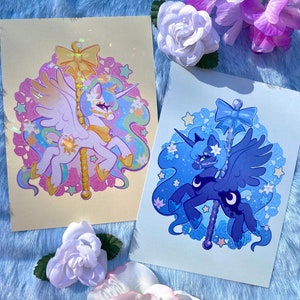 BACKORDER Carousel Celestia and Luna Mini Prints MLP