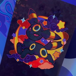 5 x 7 Holographic Poke Moon Print