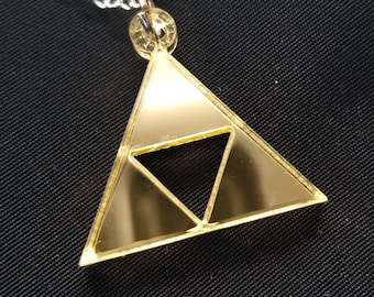 Triforce gold mirror necklace and earrings - Laser-cut jewelry for Legend of Zelda fans