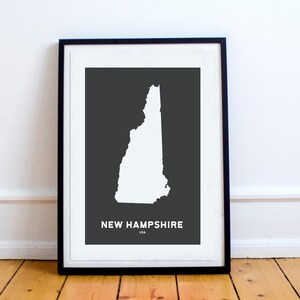 New Hampshire State Print // New Hampshire Map // United States Map // New Hampshire Wall Art // New Hampshire Gift