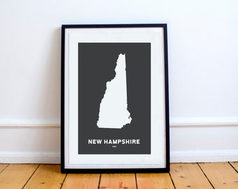 New Hampshire State Print // New Hampshire Map // United States Map // New Hampshire Wall Art // New Hampshire Gift