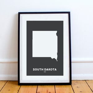 South Dakota State Print Map Printed Black and White Wall Art Poster Modern Minimalist Office Decoration USA Unframed America