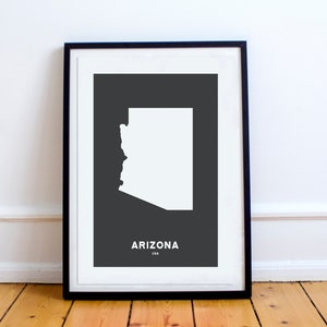 Arizona State Print Map Printed Black and White Wall Art Poster Modern Minimalist Office Decoration USA Unframed America