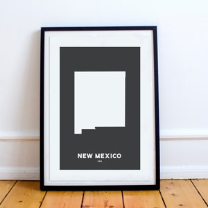 New Mexico State Print Map Impreso en Blanco y Negro Pared Arte Cartel Moderno Minimalista Oficina Decoración EE.UU. Unframed America