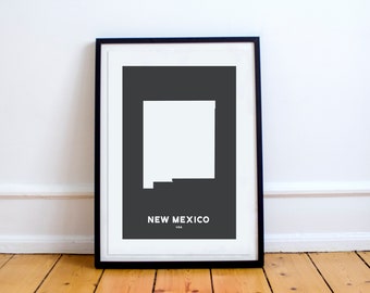 New Mexico State Print Map Printed Black and White Wall Art Poster Modern Minimalist Office Decoration USA Unframed America