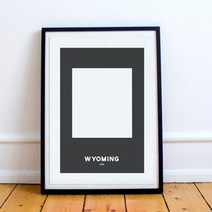 Wyoming State Print Map Imprimé Noir et Blanc Wall Art Poster Modern Minimalist Office Decoration USA Unframed America