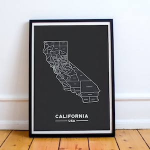 California Map Print // California Art Print // California Map // California Wall Art // California Gifts