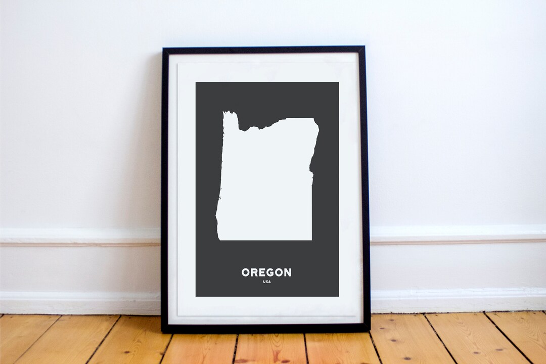Oregon State Print Map Printed Black and White Wall Art Poster Modern ...