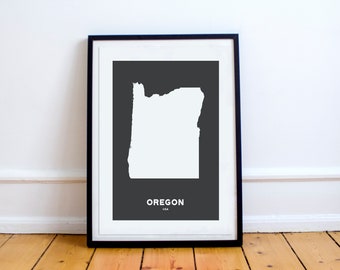Oregon State Print Map Printed Black and White Wall Art Poster Modern Minimalist Office Decoration USA Unframed America