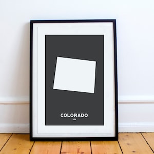 Colorado State Print Map Printed Black and White Wall Art Poster Modern Minimalist Office Decoration USA Unframed America