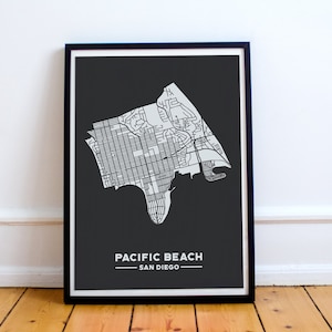 Pacific Beach Karte Druck / / Pacific Beach Kunstdruck / / San Diego Karte / / San Diego Wandkunst / / San Diego Geschenke