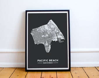 Pacific Beach Map Print // Pacific Beach Art Print // San Diego Map // San Diego Wall Art // San Diego Gifts