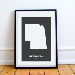 Nebraska State State Print Map Printed Black and White Wall Art Poster Modern Minimalist Office Decoration USA Unframed America