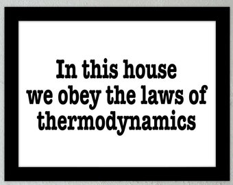 Thermodynamics Law Print: Physics Poster for Nerds, Printable PDF+JPG (Digital Download)