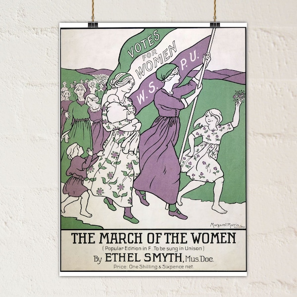 Vintage Early 20C Women's Suffrage Poster #1 The March of the Women Feminist Wall Decor, Print, Poster, Art Printable PDF+JPG