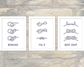 3 Knots - Nautical Gallery Wall Art Poster Print Set, Printable PDF+JPG, Instant Download