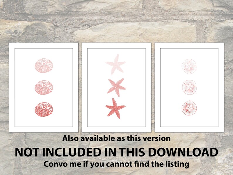 Ombre Indigo Sealife 3 Print Set Starfish Sea Urchins Etsy Australia