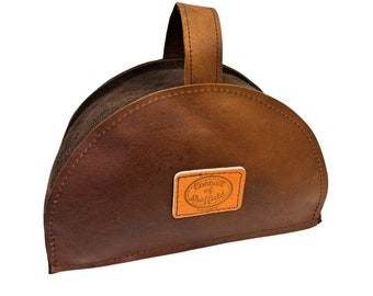 Rustic Leather & Suede Door-Stop. 1.5kg weight. Made in UK.