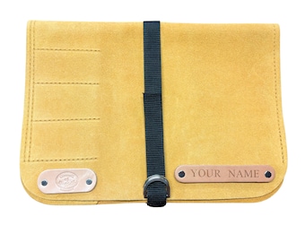 Suede Leather Tool Roll - 8 Pockets - Personalised - High Quality - Made in UK