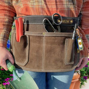 Brown Suede Gardening Apron / Tool Belt - FREE Personalisation - Leather - Connell of Sheffield
