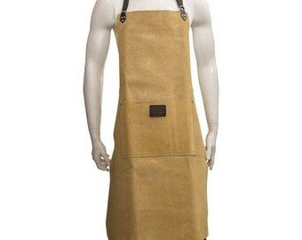 Leather Carpenters Apron 36 Inch - Front Pocket - Tan Suede - Personalised - Connell of Sheffield