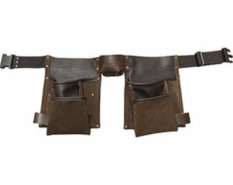 Deluxe Leather Tool Belt Pouch - Personalised - 8 Pockets - Made in UK