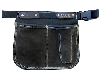 Children's Personalised Gardening Belt - Kid's Gardening Apron - Brown Suede - Made in UK