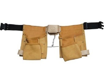Personalised Leather Tool Belt - High Quality Suede, Heavy Duty, 8 Pockets