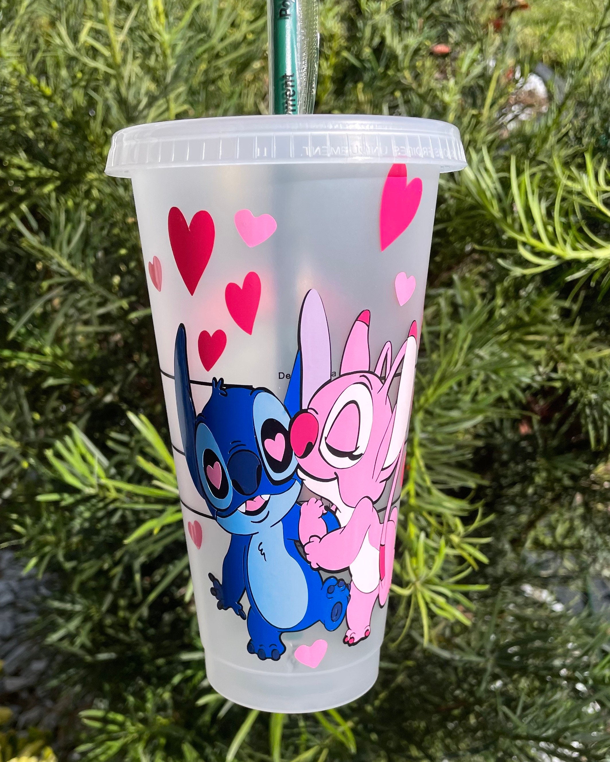 Starbucks stitch and angel Custom Venti Cup *Sealed*Reusable 24Oz Lid And  Straw