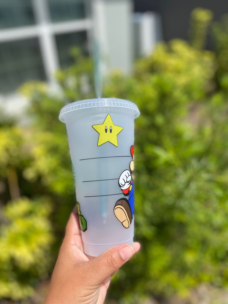 Super Mario Starbucks Cup Reusable Cold Cup Super Mario | Etsy
