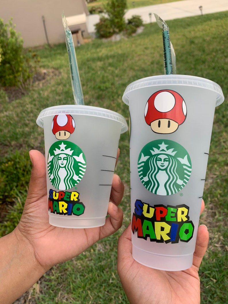 Super Mario Starbucks Cup Reusable Cold Cup Super Mario | Etsy