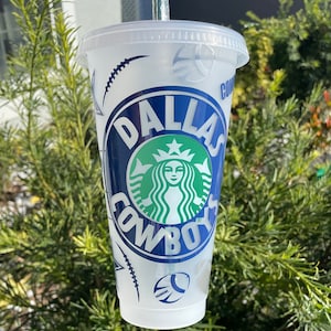 Dallas cowboys inspired Starbucks cup | reusable cold cups | sports fans | football| gifts for him and her | sports |