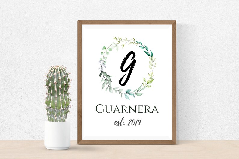 Personalized Wedding Gift Greenery 8 x 10 Printable Wedding Monogram Gift Bridal Shower Gift Boho Wedding Gift Boho Wedding Printable