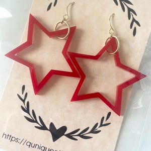 Red Star Dangle Earrings | Hypoallergenic Earrings | Unique gift for her