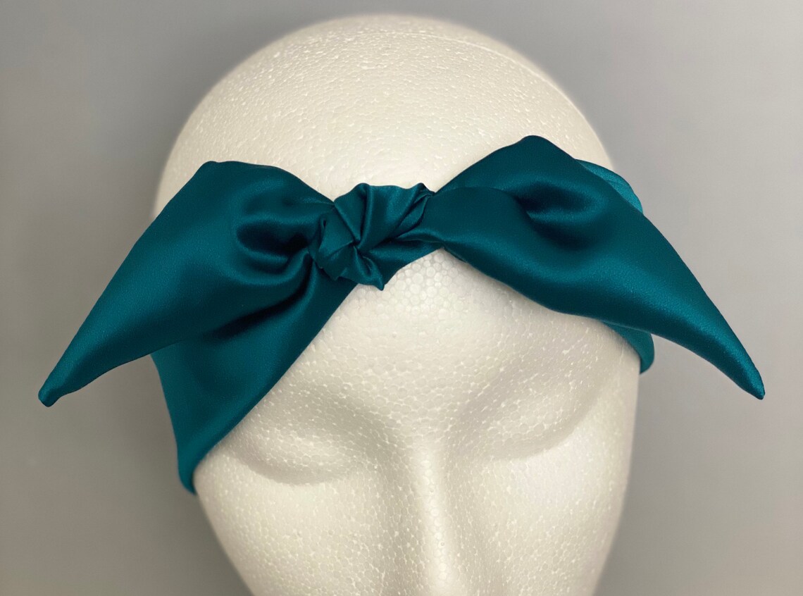 Pure Silk Headband / Teal Silk Headband / Tie headband/ Women Etsy