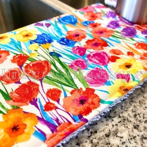 Kitchen Faucet Splash Catcher | Sink Drip Guard | Floral Kitchen Decor | Faucet Bibs | Counter Protector | Corrosion Prevention