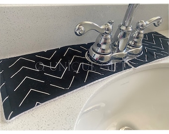 Oval Hole or Round Hole Splash Catcher | Bathroom, Kitchen Faucet Mat | Drip Catcher | RV | Counter protection | 3ply