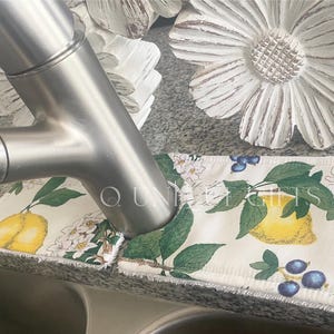 Kitchen Faucet Splash Guard | Sink Drip Catcher | Faucet Splash Mat | Kitchen Lemon Decor | Counter Protector | Faucet Corrosion Preventor