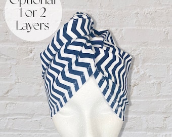 Serviette pour cheveux anti-frisottis, serviette pour cheveux T-shirt, serviette pour cheveux bouclés, serviette pour cheveux, enveloppement pour cheveux, chevron bleu marine, cheveux sains