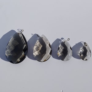 Set of 3 Vintage Italian smoky crystal glass chandelier spare parts, glass teardrops replacement for candelabra chateau boudoir Versailles