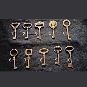 Vintage Italien Sammler Skelett Klappschlüssel, reich verzierte authentische Messing Möbelschlüssel Vintage Rüstung Möbel Schrank Schublade Schlüssel, Santa's Schlüssel