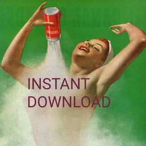 Póster publicitario antiguo de Vasenol de Gino Boccasile Italia años 50. Impresión digital de publicidad retro. Escaneo imprimible de un cartel antiguo.