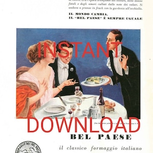 Vintage Werbeplakat von Bel Pease Italien 1940er Jahre. Retro Werbung Digitaldruck. Druckbarer Scan von altem Werbeplakat.