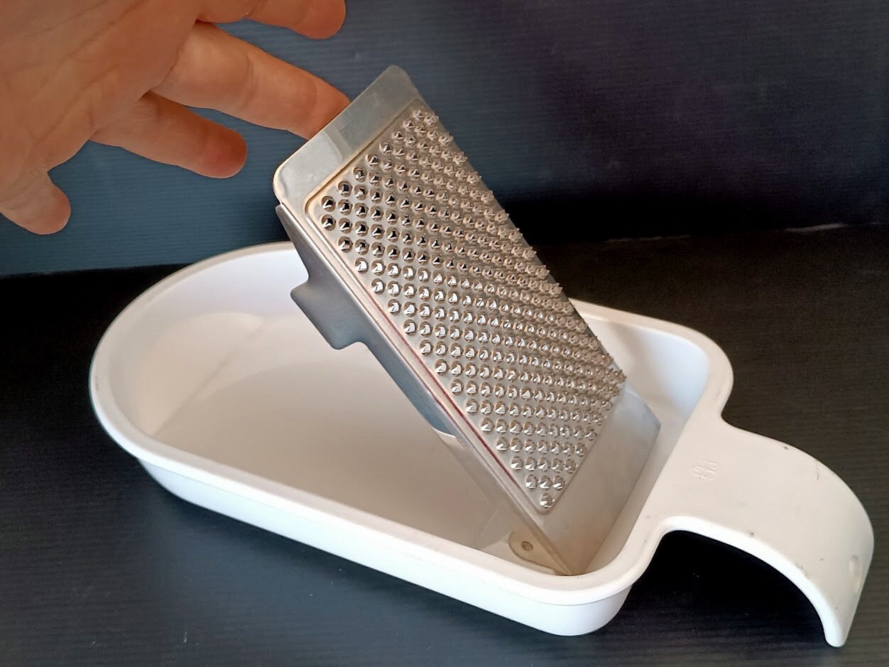 Italian Vintage Inox Cheese Grater for Parmesan. Cheese Holder Bowl