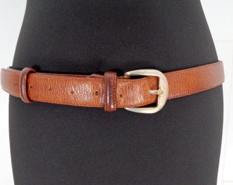 Vintage Italian Brown Leather Belt, Genuine Leather Unisex Dressing Belt, genuine leather belt 117cm/46" long