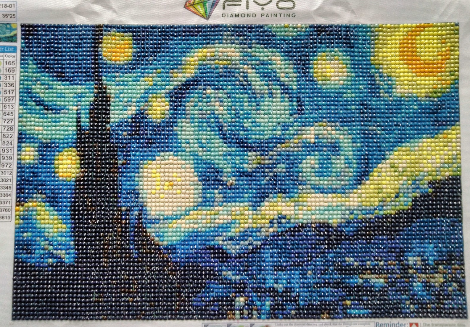 Finished Diamond Painting of Starry Night by Vincent Van Gogh. Etsy
