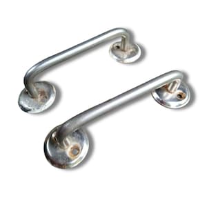 2 Vintage USSR 60s Retro stainless steel pull door handles, Shabby chic Ancient Entrance door handles, Home Improvement & Hardware