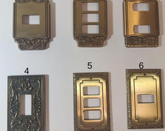 Vintage italienische Messing Schalter Plattenabdeckung - Art-Deco-Stil - Einfach Doppel Dreifach - Massiv Messing - Italien (VCR BREV)