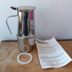 Machine à café expresso geyser en acier inoxydable « LADY espress » italienne neuve, grande cuisinière, par METAL C.C. pour 12 tasses