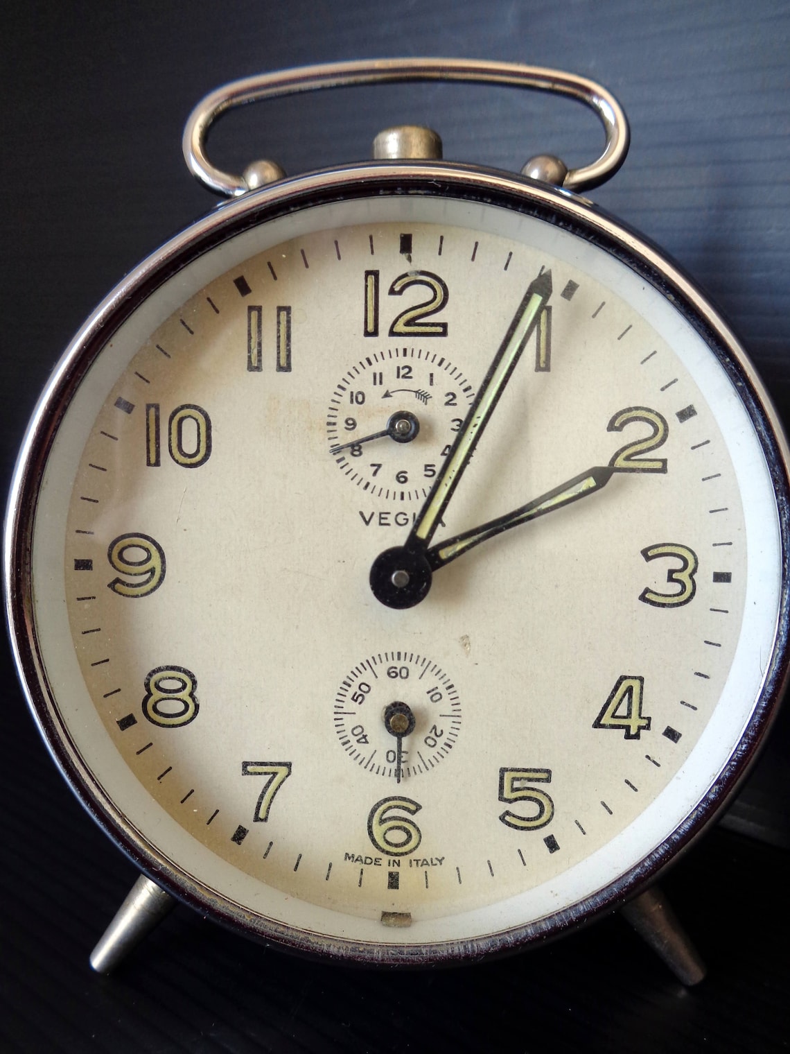 Vintage mechanical alarm clock VEGLIA Italian metal case Etsy